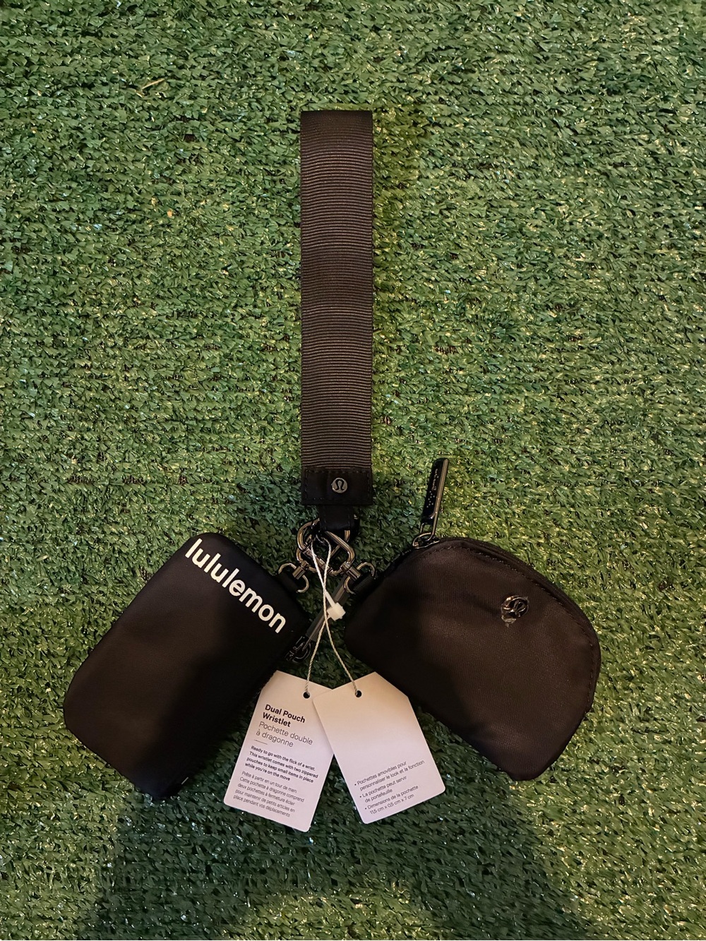 lululemon athletica Black Dual Pouch Wrist Strap Key & Card Holder